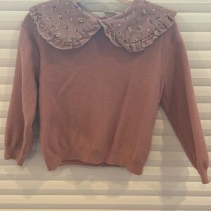 Zara Kids Sweater with Floral Collar - blush/rose